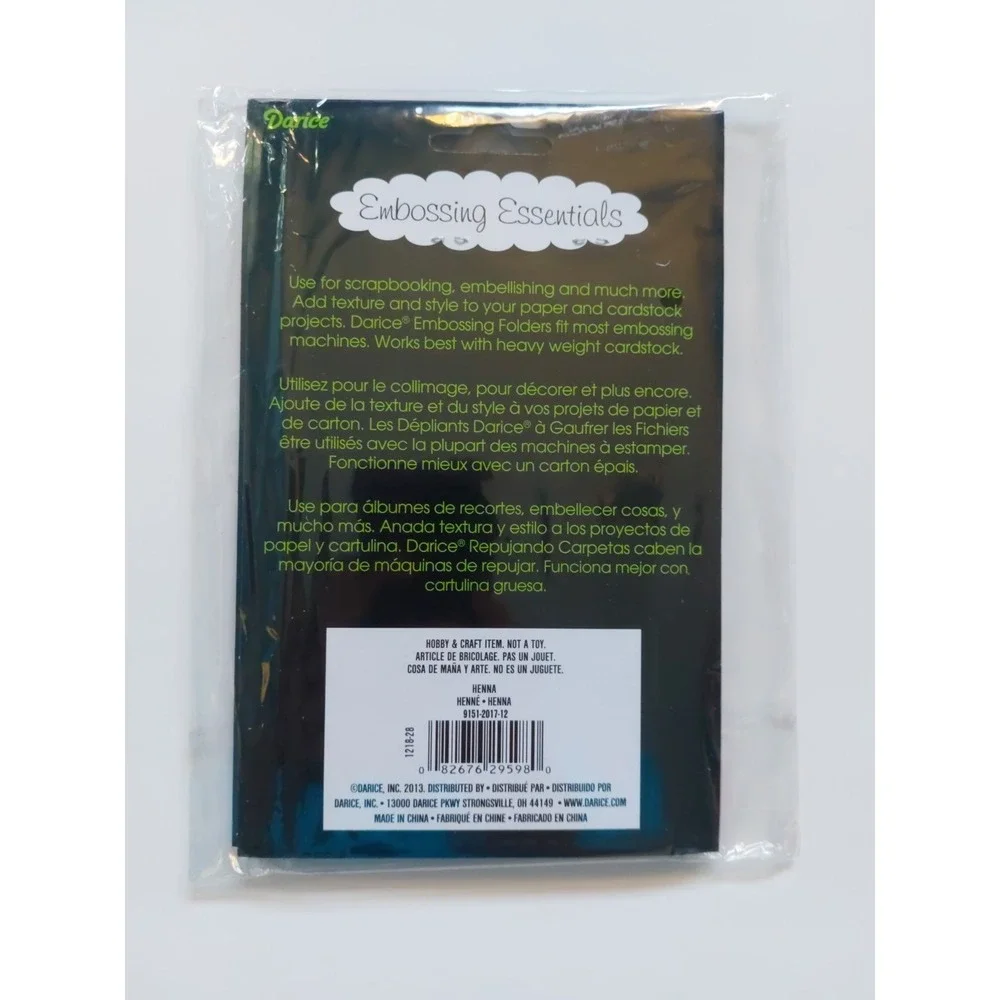 Darice Embossing Essentials Folder‎ 4.25x5.75 1218-28 Henna Picture Crafts Art